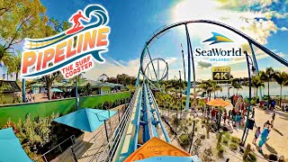 Pipeline The Surf Coaster On Ride Front Seat 4K POV SeaWorld Orlando 2024 03 13 [upl. by Gussie]