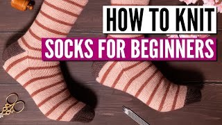 How to knit socks for beginners  Step by step tutorial really easy pattern [upl. by Leandra]