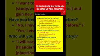 Visa Interview Questions and Answers in English  englishinterview [upl. by Ariamoy]