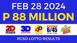 Lotto Result February 28 2024 9pm PCSO [upl. by Edialeda]