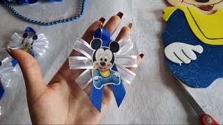 DISTINTIVOS BABY SHOWER MICKEY MOUSE BEBE  DIY  Gades [upl. by Aneehsak474]