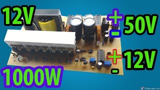 12V to  50V 1000W for amplifier  Car amplifier  How to make [upl. by Bailie]