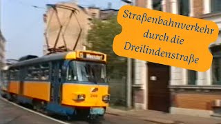 Straßenbahnverkehr durch die Dreilindenstr 2001  LVB Straßenbahn [upl. by Barthol]