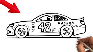 How to Draw a NASCAR Race Car  EASY Steps to Create a SPEED Machine [upl. by Rhianna]