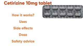 Cetirizine tabletZyrtec tablet 10mgUsesHow it works DoseSafety advice [upl. by Eillak]