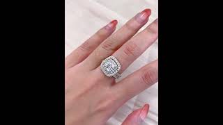 15ct CushionCut Moissanite Halo Ring in 925 Silver finejewelry [upl. by Uot33]