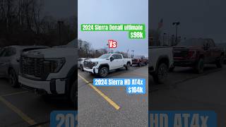 2024 GMC Sierra HD 2500 Denali Ultimate Duramax vs 2024 GMC Sierra HD 2500 AT4x AEV off road truck [upl. by Wimsatt]