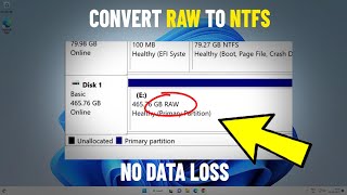 Convert RAW to NTFS Without Formatting in Windows 111087  Change raw to ntfs With No Data Loss ✅ [upl. by Yelra620]