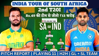 LIVE 🔴 IND🇮🇳 vs SA🇿🇦 2nd T20I 🤠 Dream11 Fantasy amp GL Tips Prediction amp Playing 11 video viral yt [upl. by Minette895]