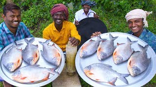 KING SIZE FISH FRY  Red Pomfret fish Fry in Village  Village Style Cooking  Village Food [upl. by Ahouh]