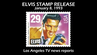 Elvis stamp release  January 8 1993  Los Angeles TV news reports  with El Vez at Hollywood PO [upl. by Zenobia902]