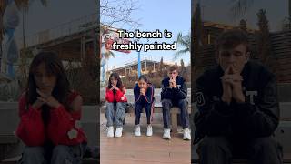 The bench is freshly painted 🤪 with SofiManassyan CarterKench Comedy Friends andragogan [upl. by Auqemahs914]