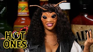 SZA Bugs Out While Eating Spicy Wings  Hot Ones [upl. by Erbua]