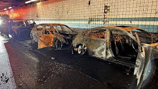 Hybrid vehicle among 3 involved in raging Boston tunnel fire [upl. by Volney]