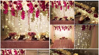 DIY long table and backdrop decor DIY flower panel decoration [upl. by Guttery723]