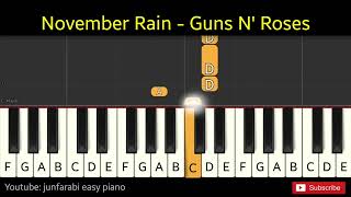 November Rain  Guns N Roses  piano tutorial easy [upl. by Carlick]