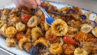 ANELLI DI CALAMARI AL FORNO 🦑alla Mediterranea 🦑 ricetta senza frittura senza grassi [upl. by Elyac803]