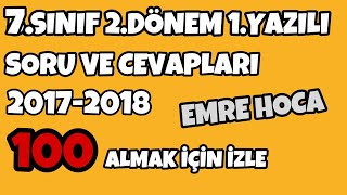 7SINIF FEN BİLİMLERİ 2DÖNEM 1YAZILI SORULARI 2018 [upl. by Baxter]