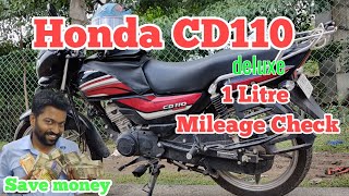 Honda CD110 deluxe BS6  1L Mileage Test  Live Test  Shocking Result  Save Money  Fuel economy [upl. by Naida]