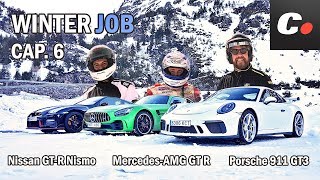 MercedesAMG GT R vs Nissan GTR Nismo vs Porsche 911 GT3  WINTER JOB Cap6  cochesnet [upl. by Dominy763]