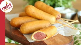 Çok istenen CORN DOG TARİFİ Mısır kaplamalı Sosis Tarifi⭐️⭐️⭐️ [upl. by Paucker]