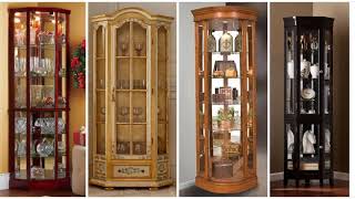 50 Modern corner display cabinet designs  wooden glassmade corner showcase design ideas [upl. by Nylahsoj]