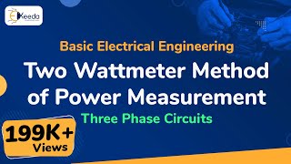 Two Wattmeter Method of Power Measurement  Three Phase Circuits  Basic Electrical Engineering [upl. by Sucrad]