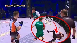 MMA Ref Knocked Down By Rolling Thunder Kick [upl. by Artenra953]