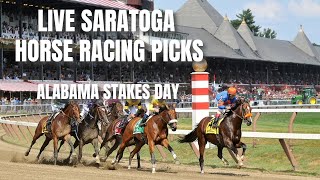 Live Saratoga Horse Racing Picks  Alabama Stakes Day [upl. by Rebmaed]