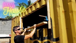 TINY HOUSE container  Partie 1  CADRE POUR LES FENETRES  Ossature bois [upl. by Anirazc527]