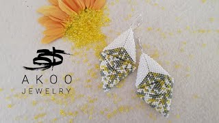 Peyote triangle earrings tutorial 13beaded tutorials [upl. by Atlas117]