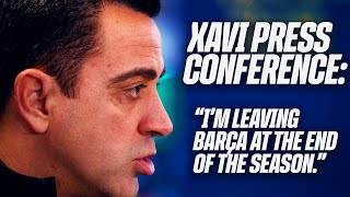 XAVI HERNÁNDEZ ANNOUNCES HE IS TO LEAVE FC BARCELONA ON 30 JUNE [upl. by Brnaba106]