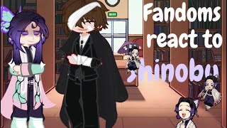 Fandoms react to Shinobu  part 16 Shinobu  Demon Slayer JJK BSD  CopycatOReo  🇺🇸 [upl. by Anisah]