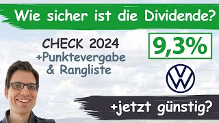 Volkswagen Aktienanalyse 2024 Wie sicher ist die 93 VW Dividende günstig bewertet [upl. by Rentschler]