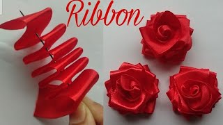 DIY Ribbon Flowers  How to make ribbon flowers  Easy making with needle  Amazing Ribbon Tricks [upl. by Avik]