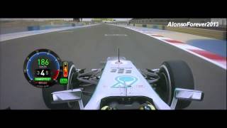 F1 Bahrain GP 2013  Nico Rosberg Pole Position Lap Onboard [upl. by Golightly]