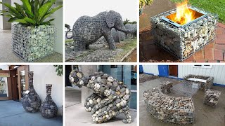 Modern garden furniture with gabion basket  Outdoor gardens design Outdoor fireplace designs [upl. by Toby]