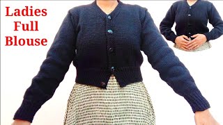 Ladies full Blouse  Woolen Blouse for Ladies Ladies woolen blouse full sleeves knitting design [upl. by Atilef]