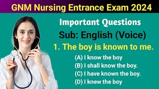 GNM Entrance Exam Question Paper 2024  Sub English voice  GNM Nursing Entrance Question Answer [upl. by Ainegue]