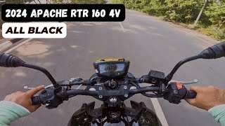 2024 TVS Apache RTR 160 4v All Black Ride Review [upl. by Pohsib]