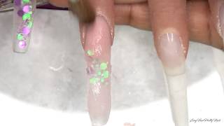 Acrylic Nails Tutorial  Encapsulated Nails  Purple Bling Nails with Nail Forms [upl. by Matty175]