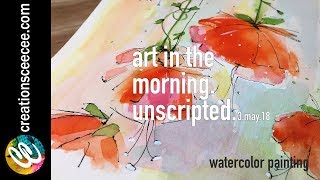 watercolor painting  floral with flat brushes [upl. by Nosreg]