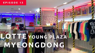 Walking at Lotte Young Plaza Myeongdong Seoul Korea 롯데영플라자 명동 Weekend traffic [upl. by Sanfo]