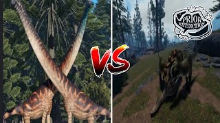 Tarbosaurus VS Sauroposeidon  Prior Extinction roblox [upl. by Ameerahs]