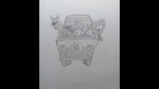 Drawing the Scooby Doo Gang in Their Mystery Machine Van [upl. by Veronique613]