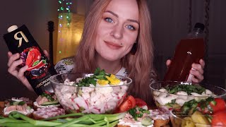 MUKBANG  Окрошка томатная и на квасе бутерброды  Okroshka tomato and kvass soup не ASMR [upl. by Nagrom]