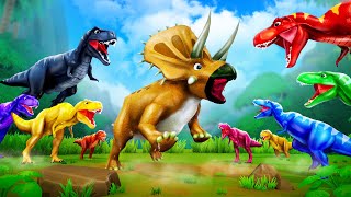 Giant T REX VS Triceratops  Super Dinosaurs Epic Battles  Jurassic World Dinosaur Cartoons [upl. by Annayehc310]