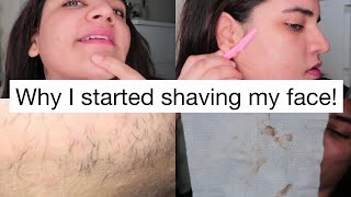 How to Shave your face Pcos facial hair thick hair on face 🚫 [upl. by Adnirim]