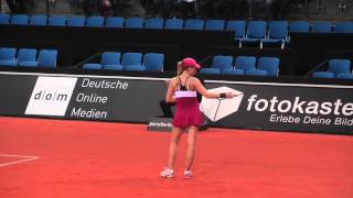 Alize Cornet service  return game vs Annika Beck  Porsche Tennis Grand Prix 2012 [upl. by Enialed210]