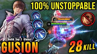 28 Kills Zero Death Fast Hand Combo Gusion MVP 187 Points  Build Top 1 Global Gusion  MLBB [upl. by Hluchy]